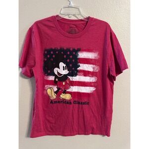 Disney Mickey Mouse American Classic Graphic T-Shirt Red‎ Men's Large